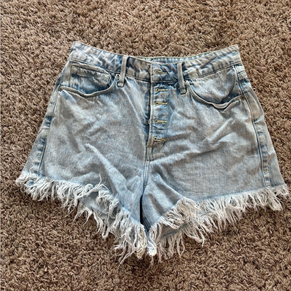 Denim Frayed Hem Women's Shorts